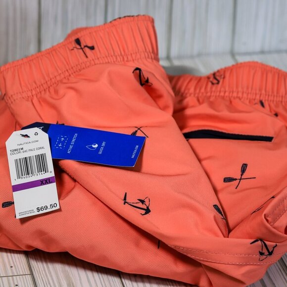 NWT Nautica Size XXL peach anchor/oars swim trunks - Picture 5 of 7